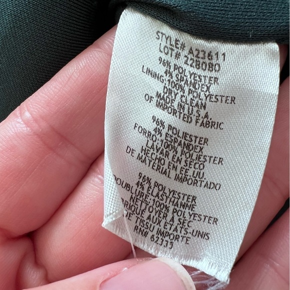 Betsy and Adam Shoulder Ruffle Sheath Scuba Dress in Green size 4 - Picture 9 of 15